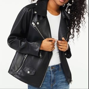 Scoop Women's Faux Leather Moto Jacket